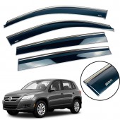 Дефлектор вікна для Volkswagen Tiguan 2007-2016 (на скотче) з нерж. хром полоскою